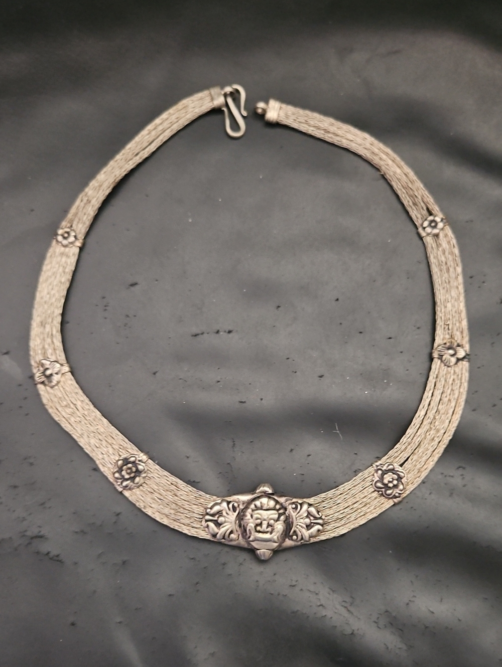 Vintage antique Rare Sterling Silver Multi-Strand Woven Choker Necklace 925
